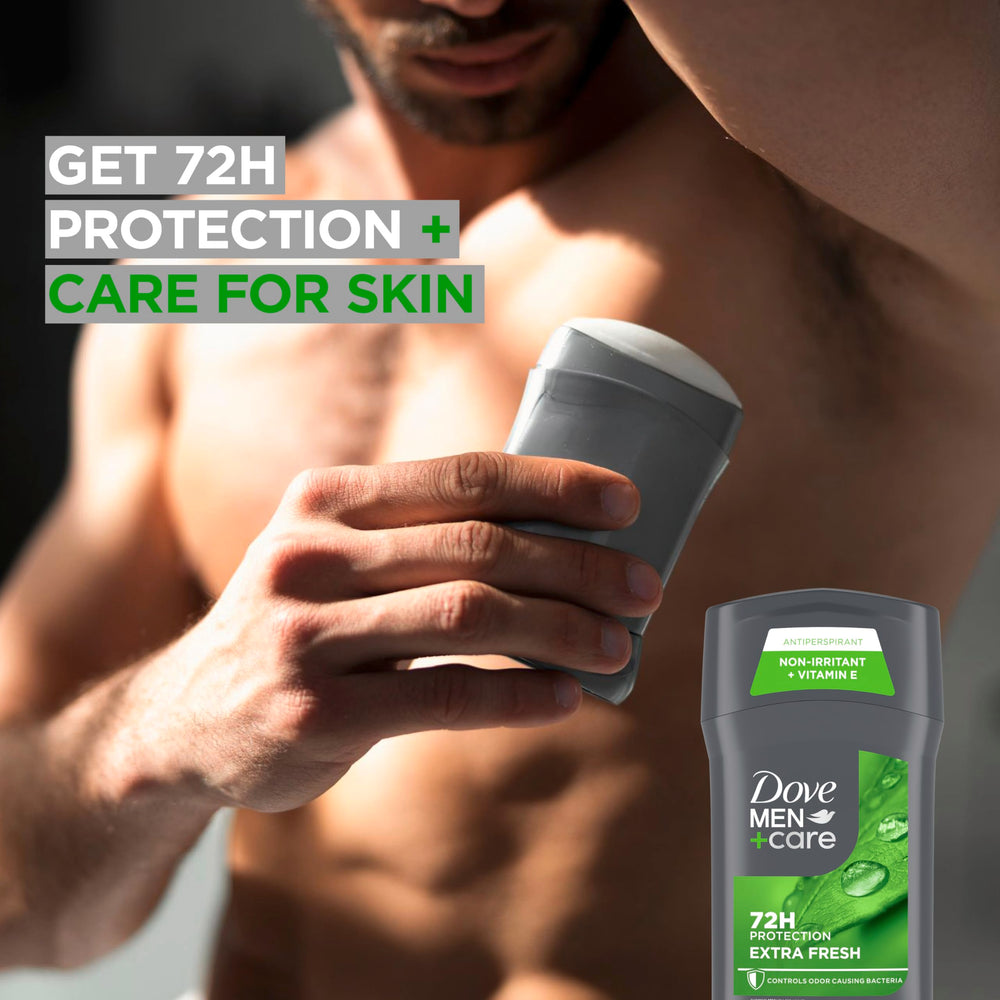 DOVE MEN + CARE stick inside gym bag showing travel-ready freshness