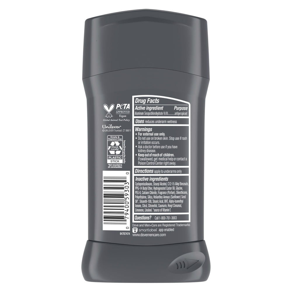 Dove Men+Care stick open top revealing smooth applicator for easy use