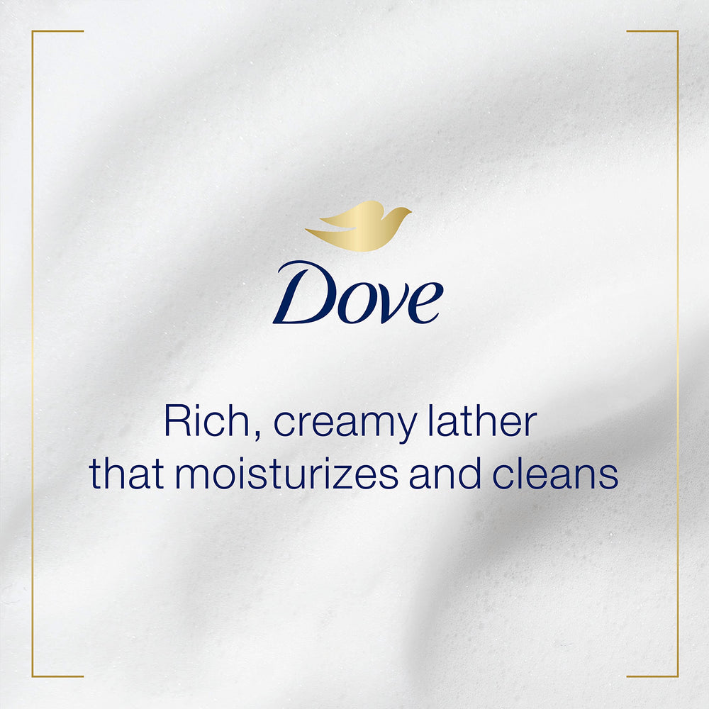 Dove pouring refill into dispenser demonstrating easy refill benefit