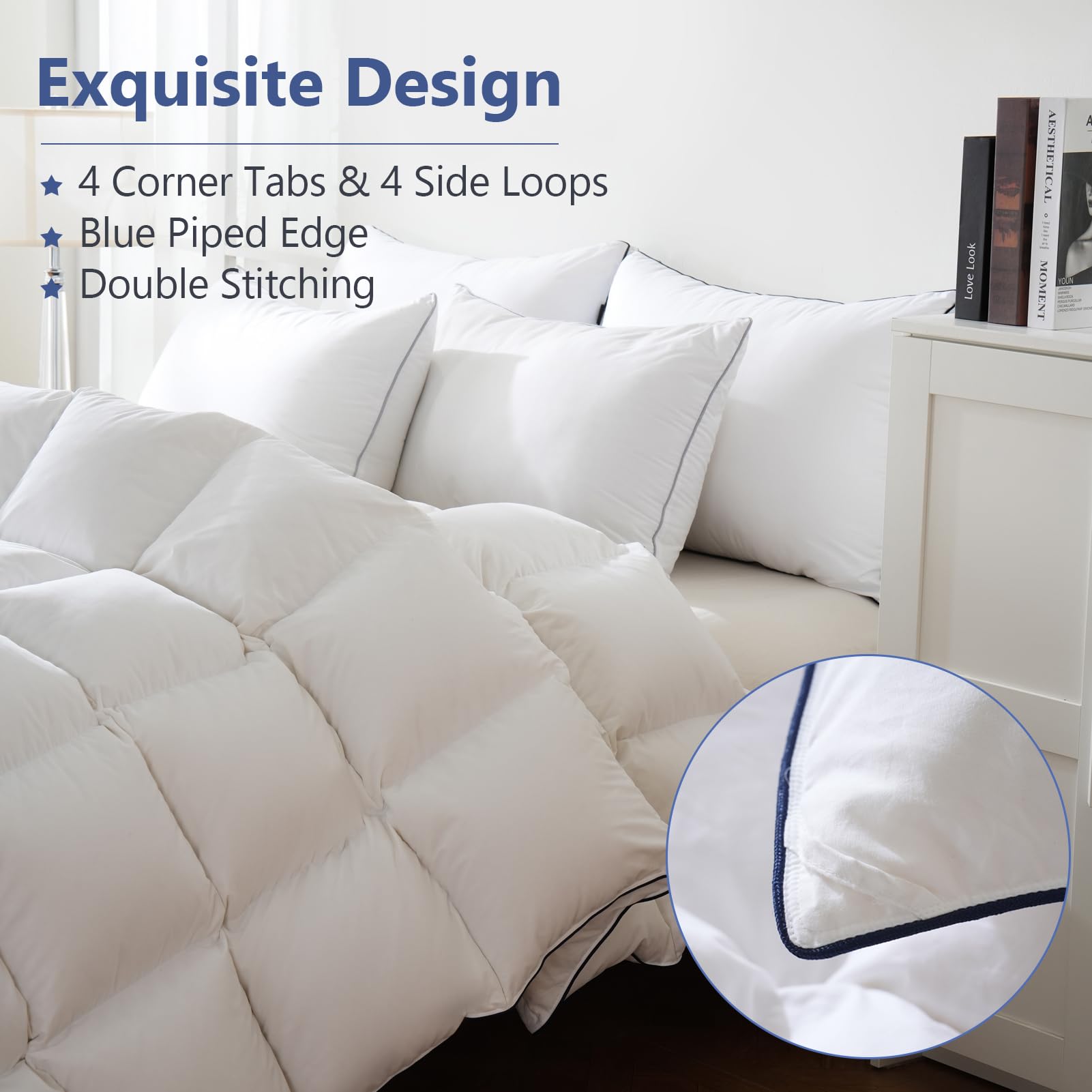 DOWNCOOL vacuum packaging and unpacked comforter during fluffing to restore original loft quickly