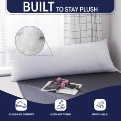 DOWNCOOL body pillow supporting side sleeper for aligned spine benefit
