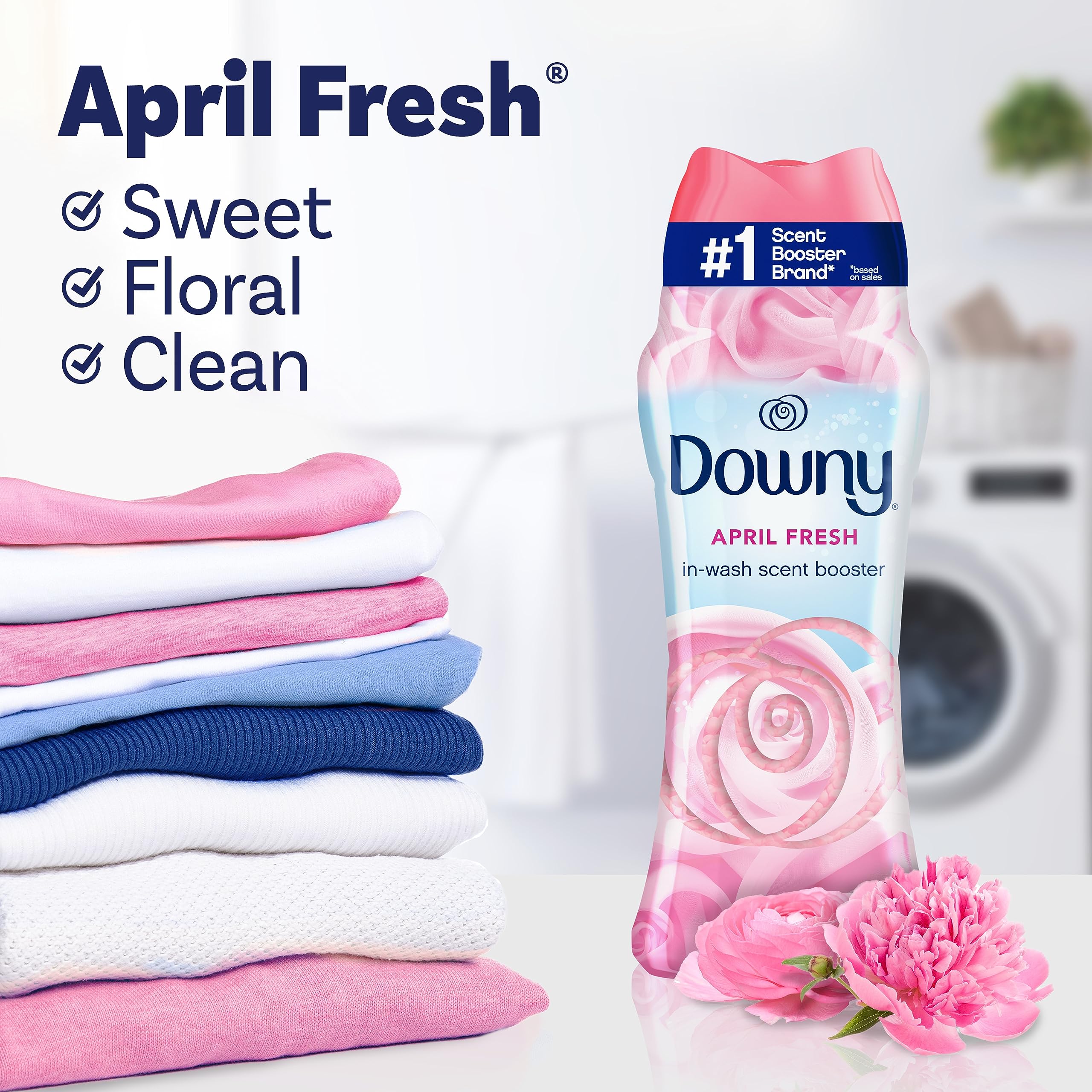 Downy April Fresh measuring cap with beads illustrating correct dosing benefit