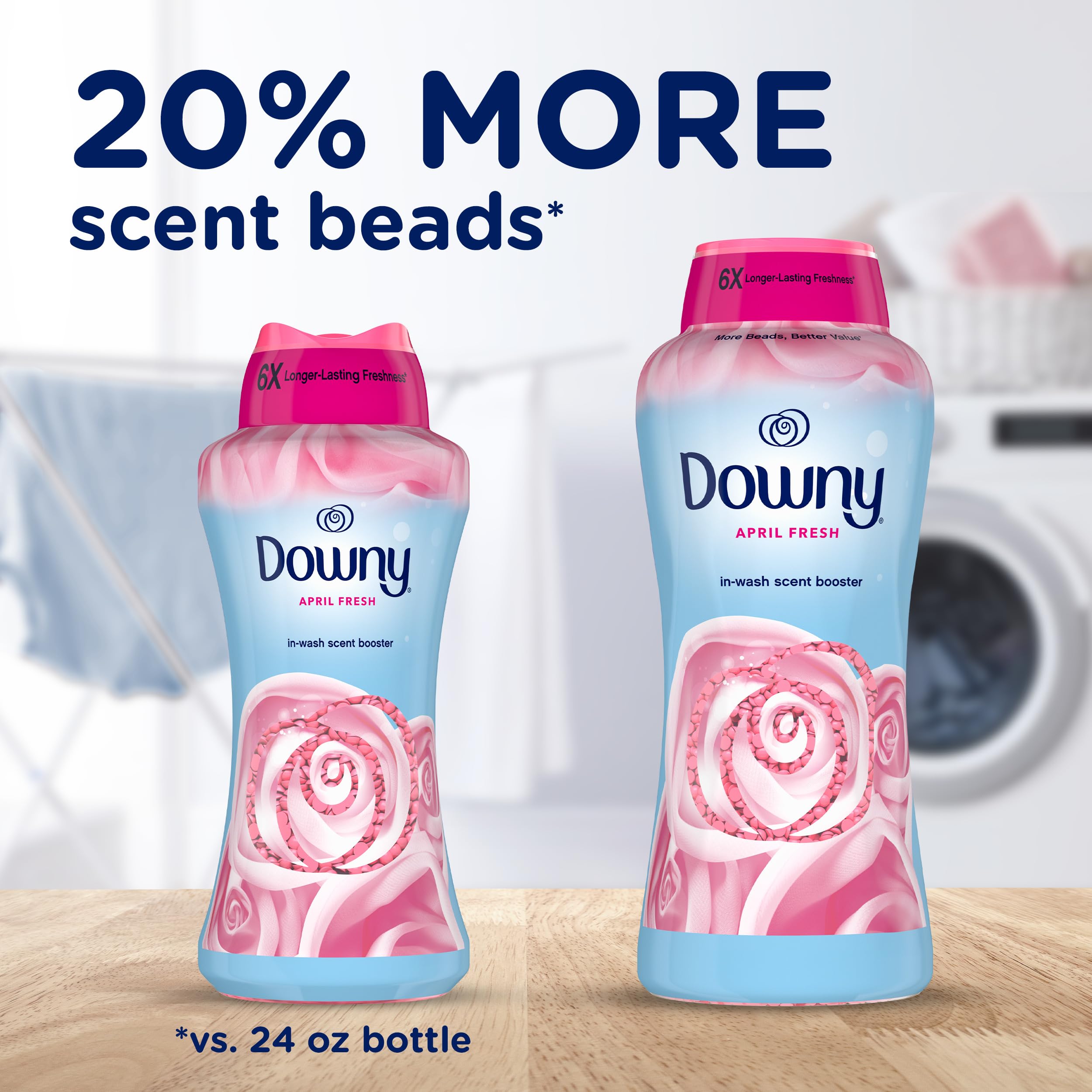 Downy April Fresh open jar with beads close-up highlighting texture and fragrance