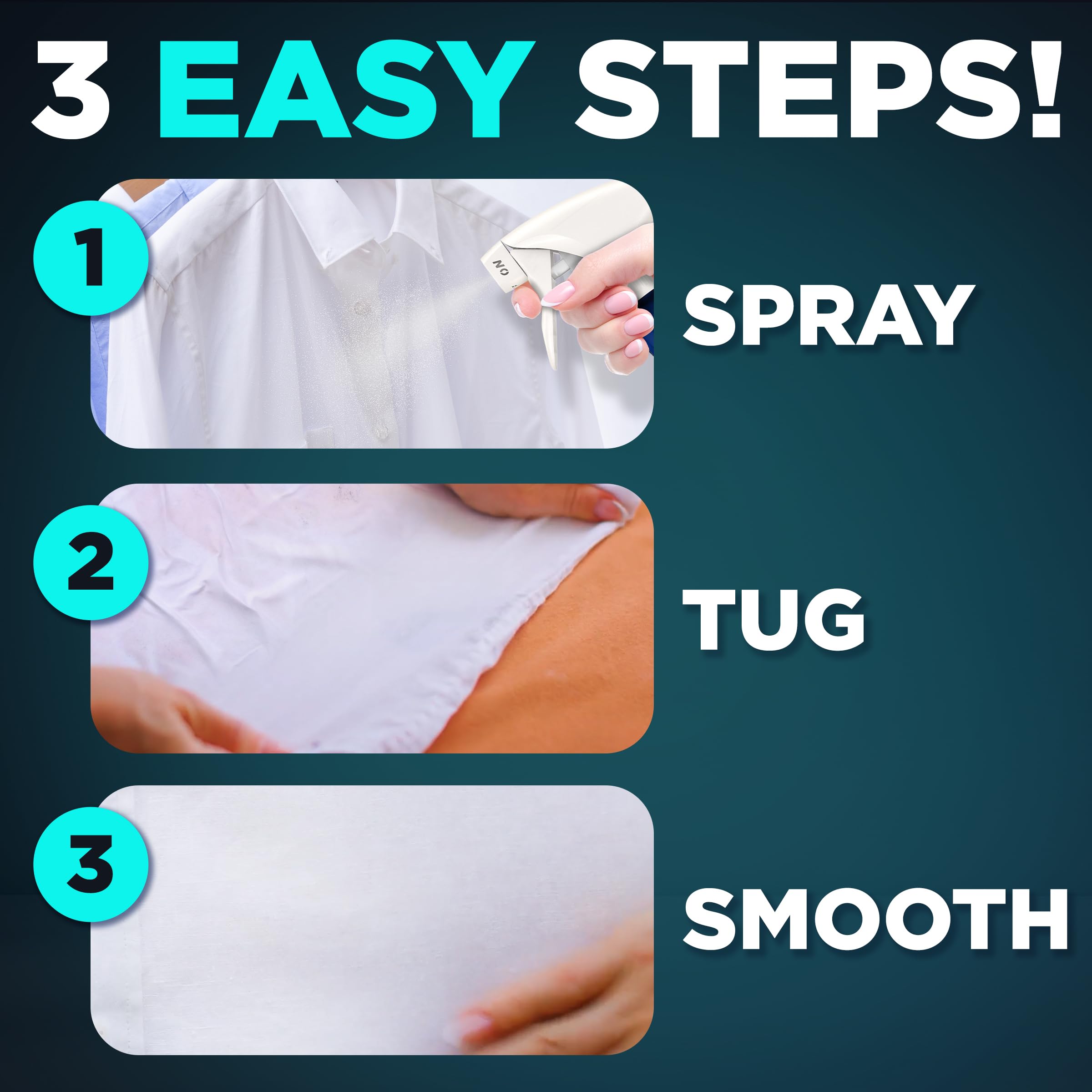 Downy in use on shirt demonstrating fast wrinkle release for a polished appearance