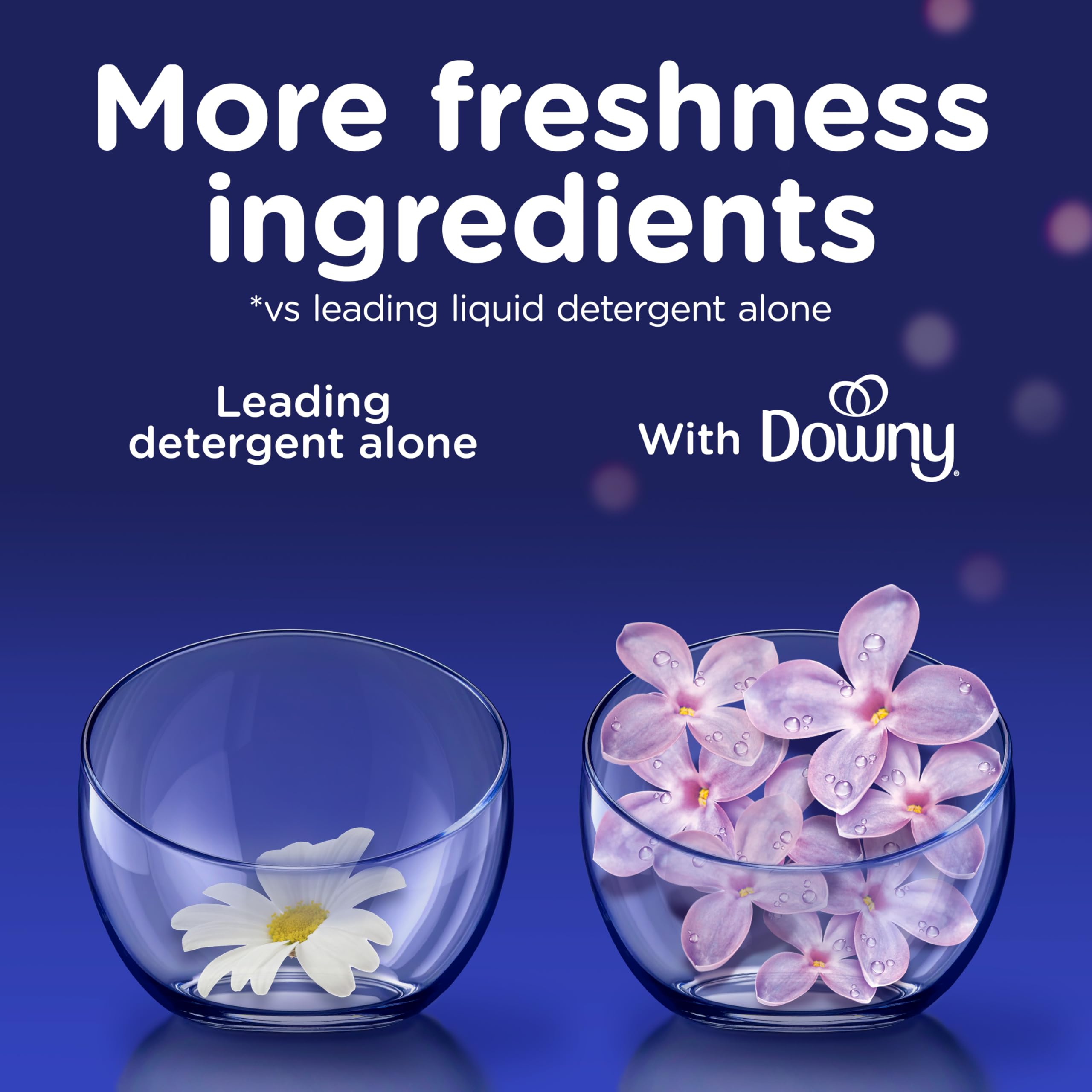 Close-up of Downy label detail highlighting improved softening formula benefit