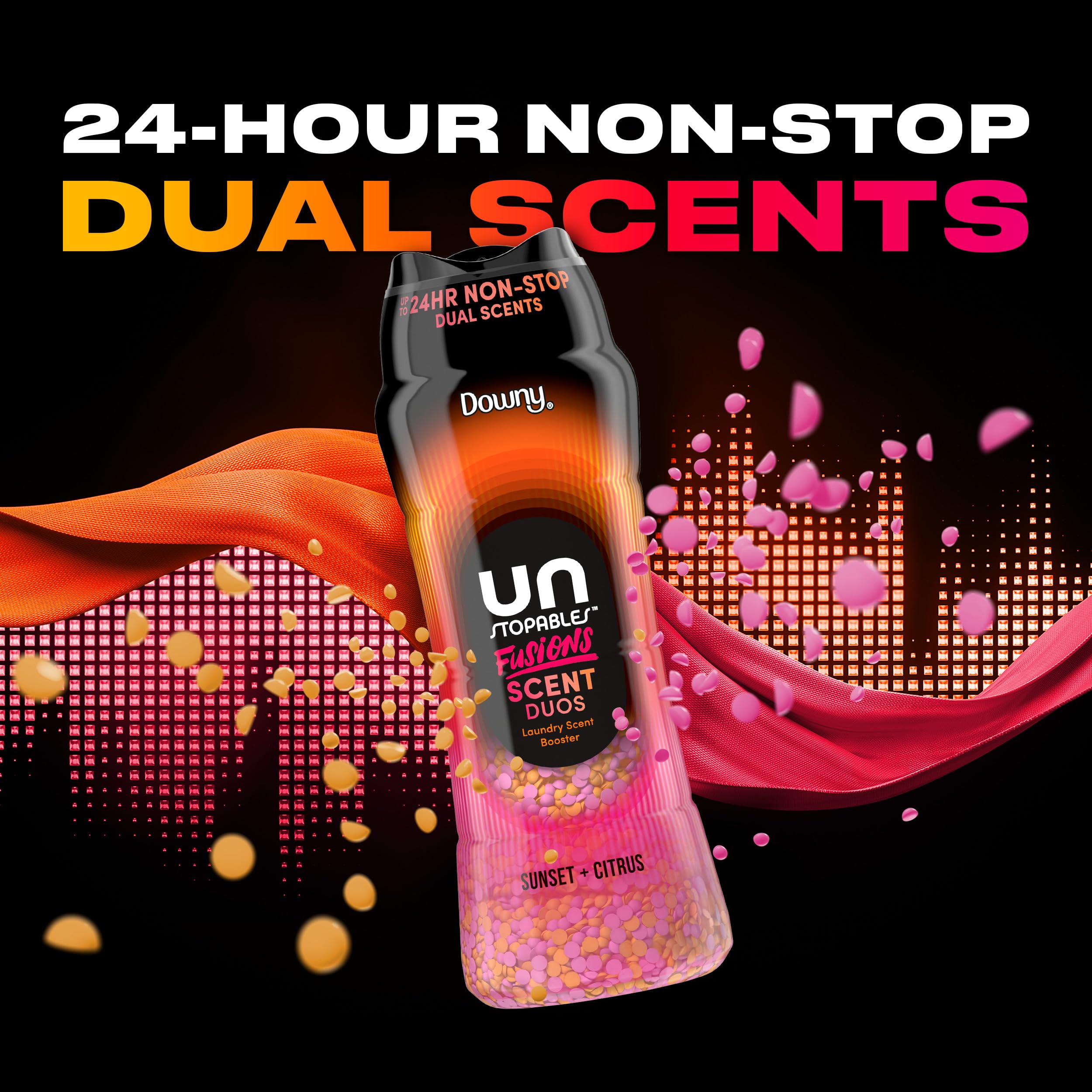 Close-up of Downy Unstopables Fusions beads texture highlighting dual-scent bead design benefit