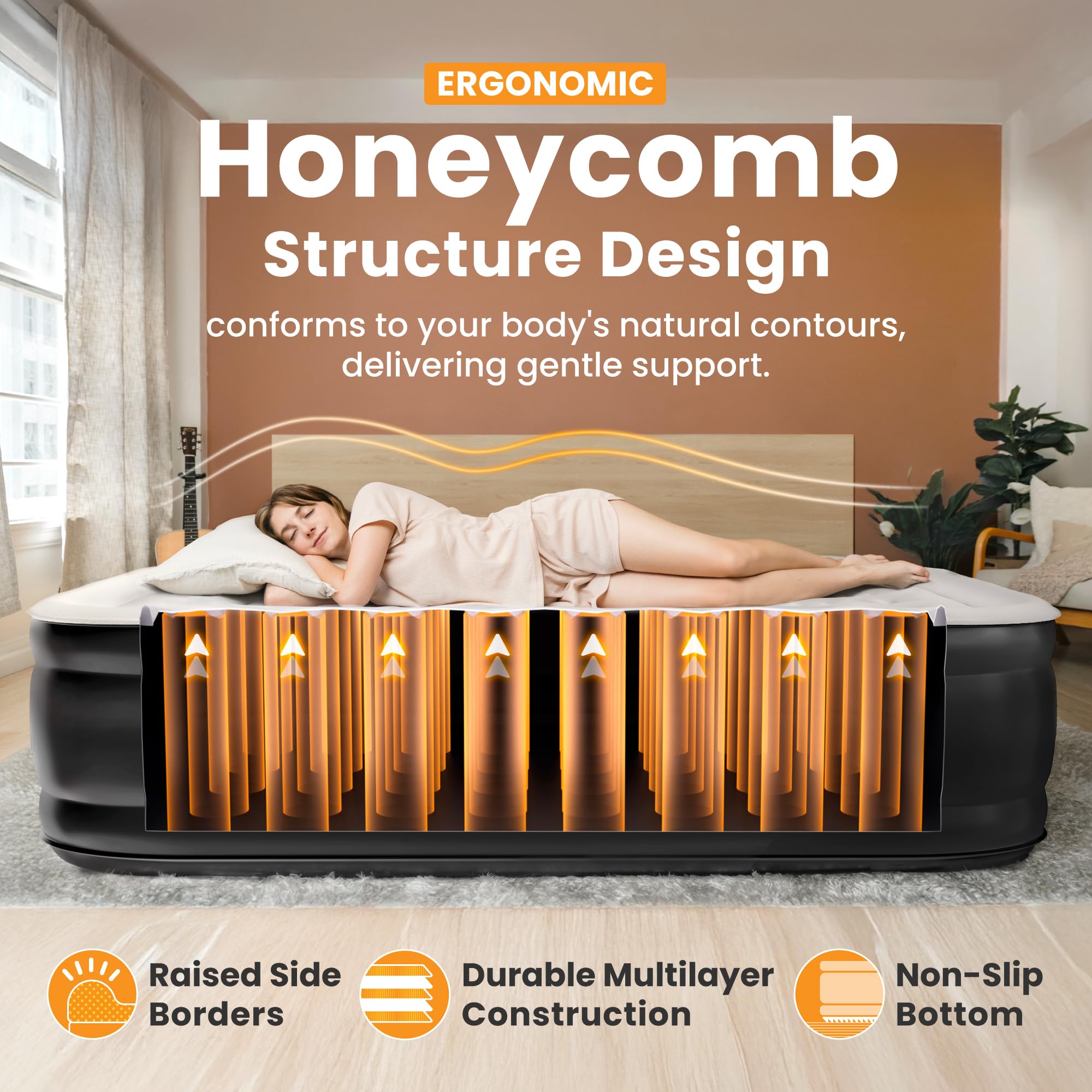 Dr. air cross-section of honeycomb interior showing supportive weight distribution