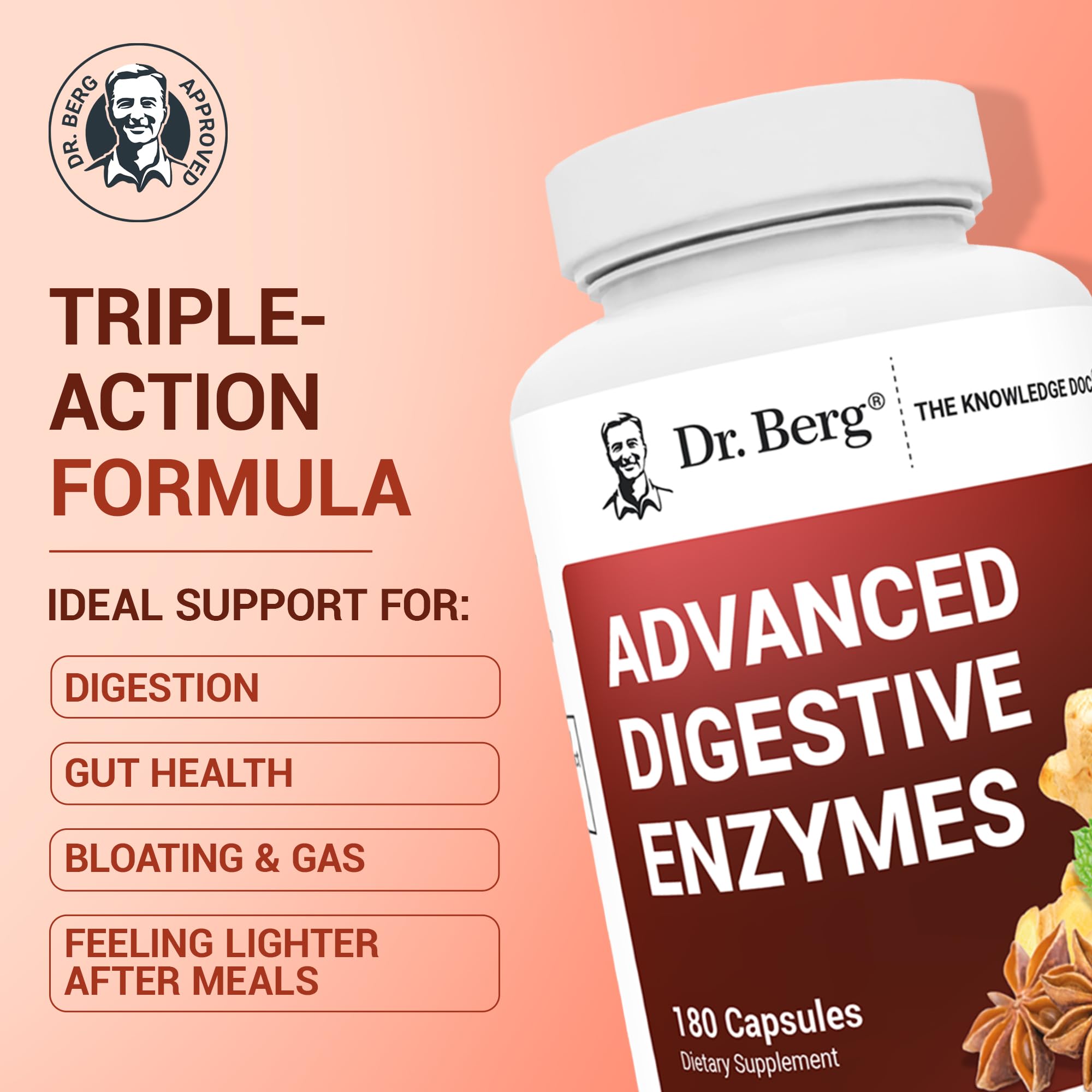 Dr. Berg close-up of capsules emphasizing high-count 180 supply