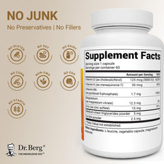Dr. Berg Nutritionals capsules held in hand for size comparison and portion clarity