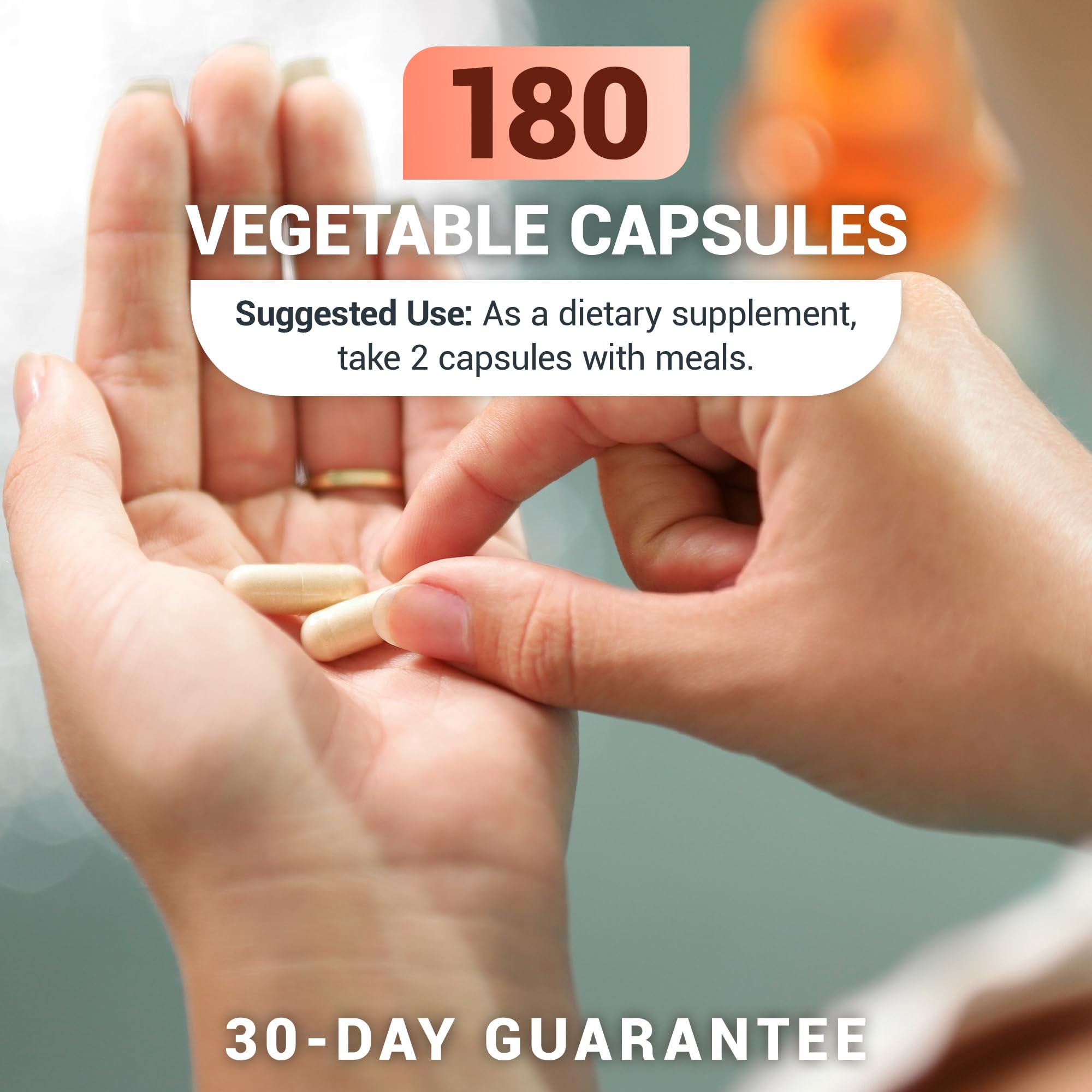 Dr. Berg capsules beside a plate showing use with meals for comfort