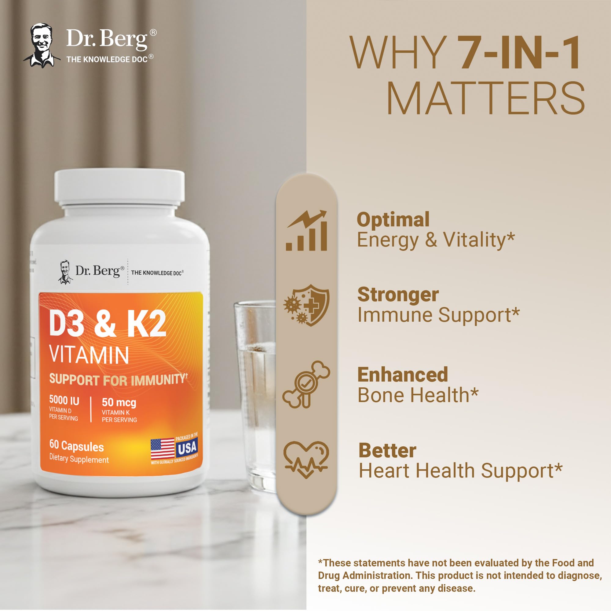 Dr. Berg Nutritionals nutrition label close-up showing D3 K2 ingredient details