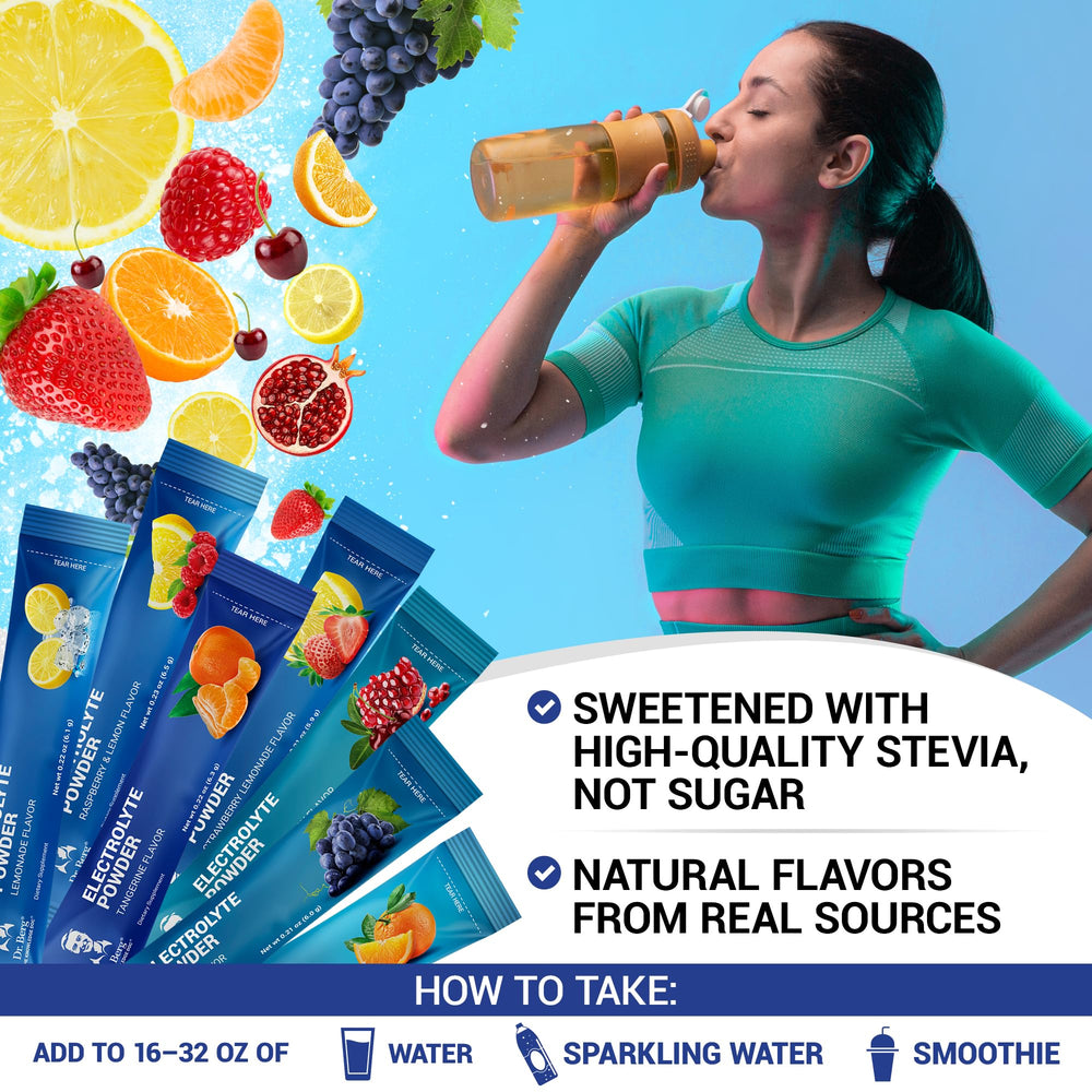Active lifestyle scene with Dr. Berg drink at gym bag showing on-the-go hydration