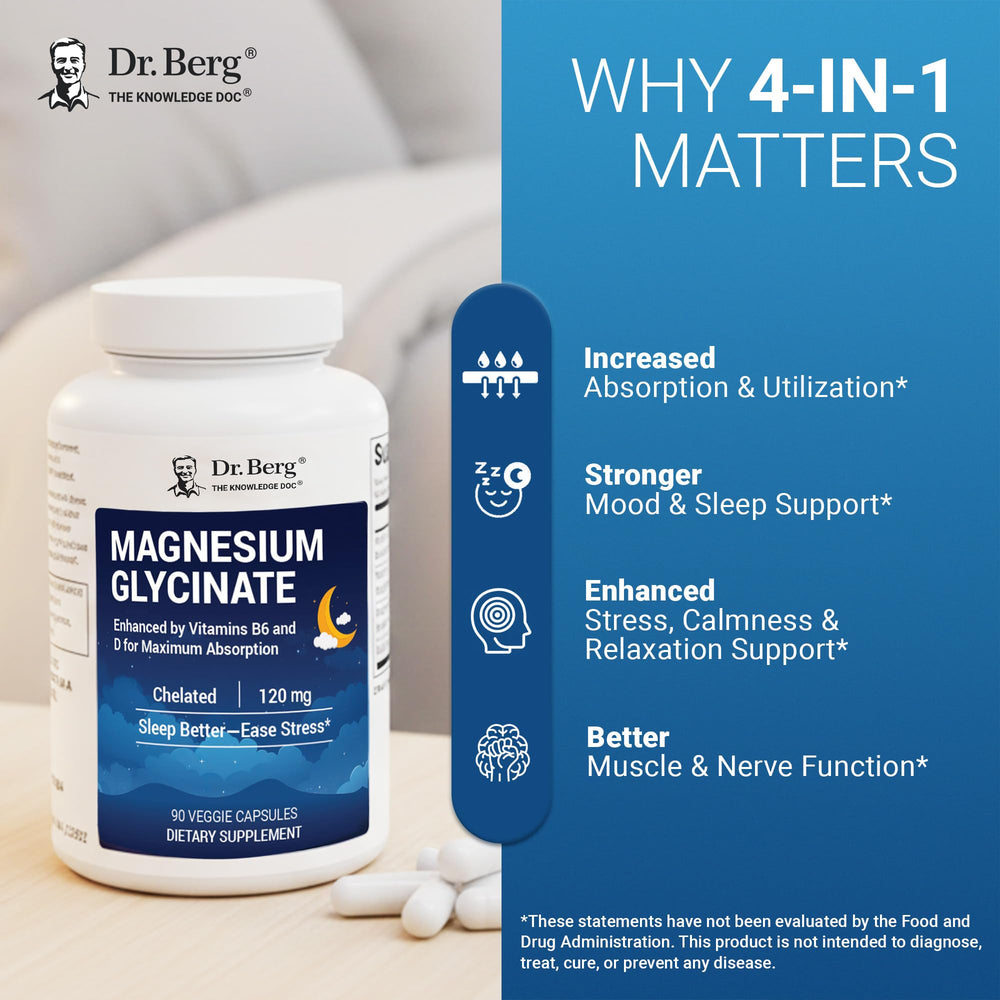 Dr. Berg ingredient stack with magnesium glycinate and vitamins visible