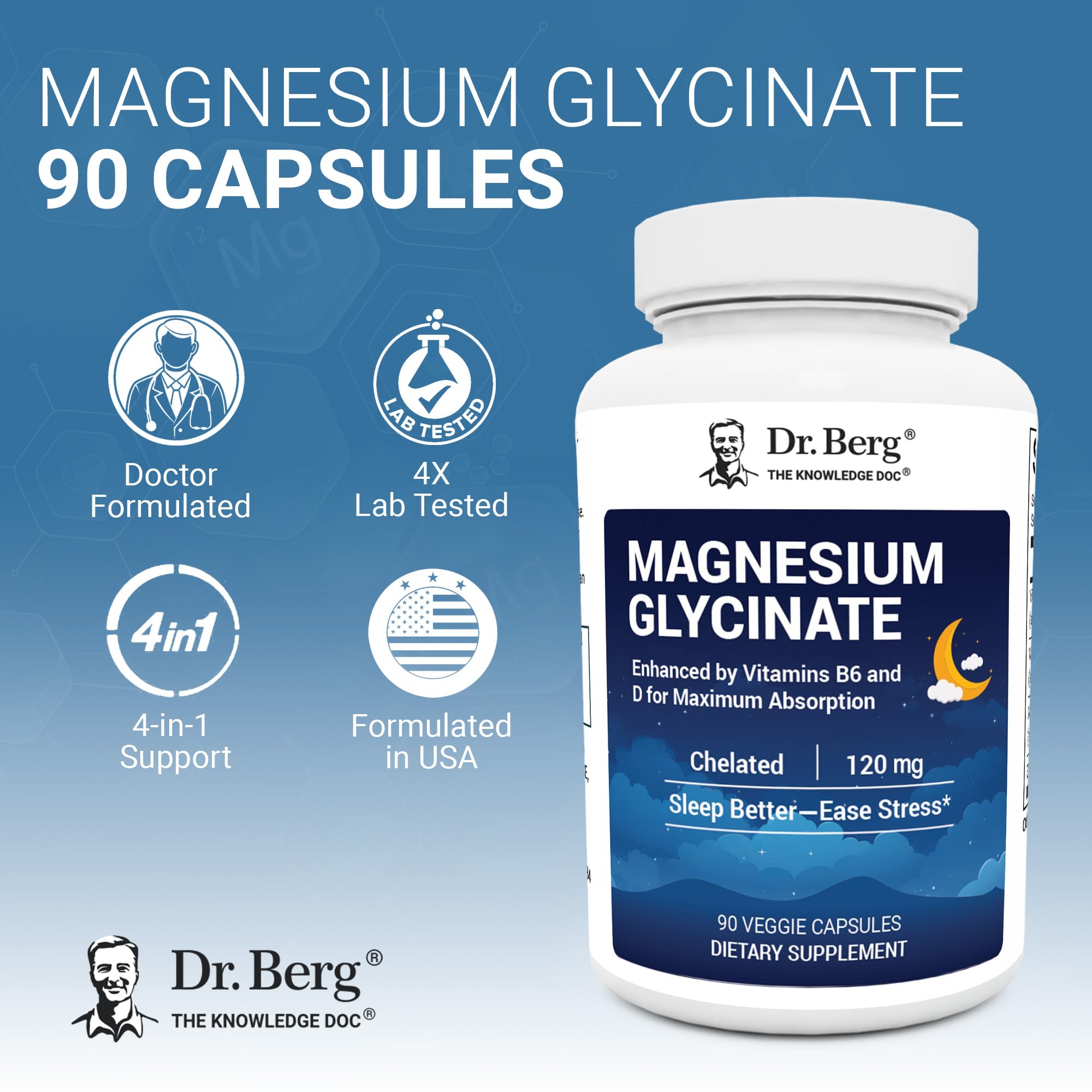 Dr. Berg label close-up highlighting magnesium, D3, B6, and zinc