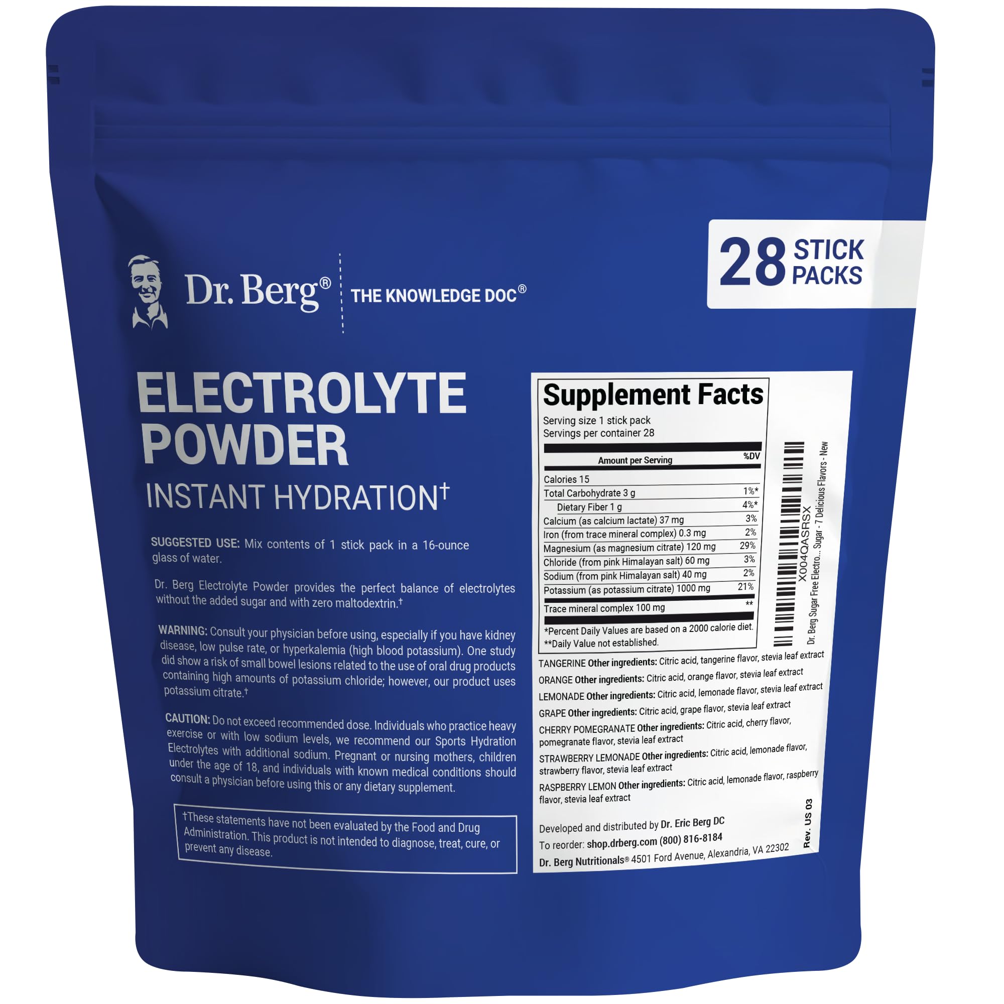 Dr. Berg single packet open to reveal powder contents and easy mixing
