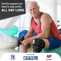 DR. BRACE brace worn while running to show secure support during activity
