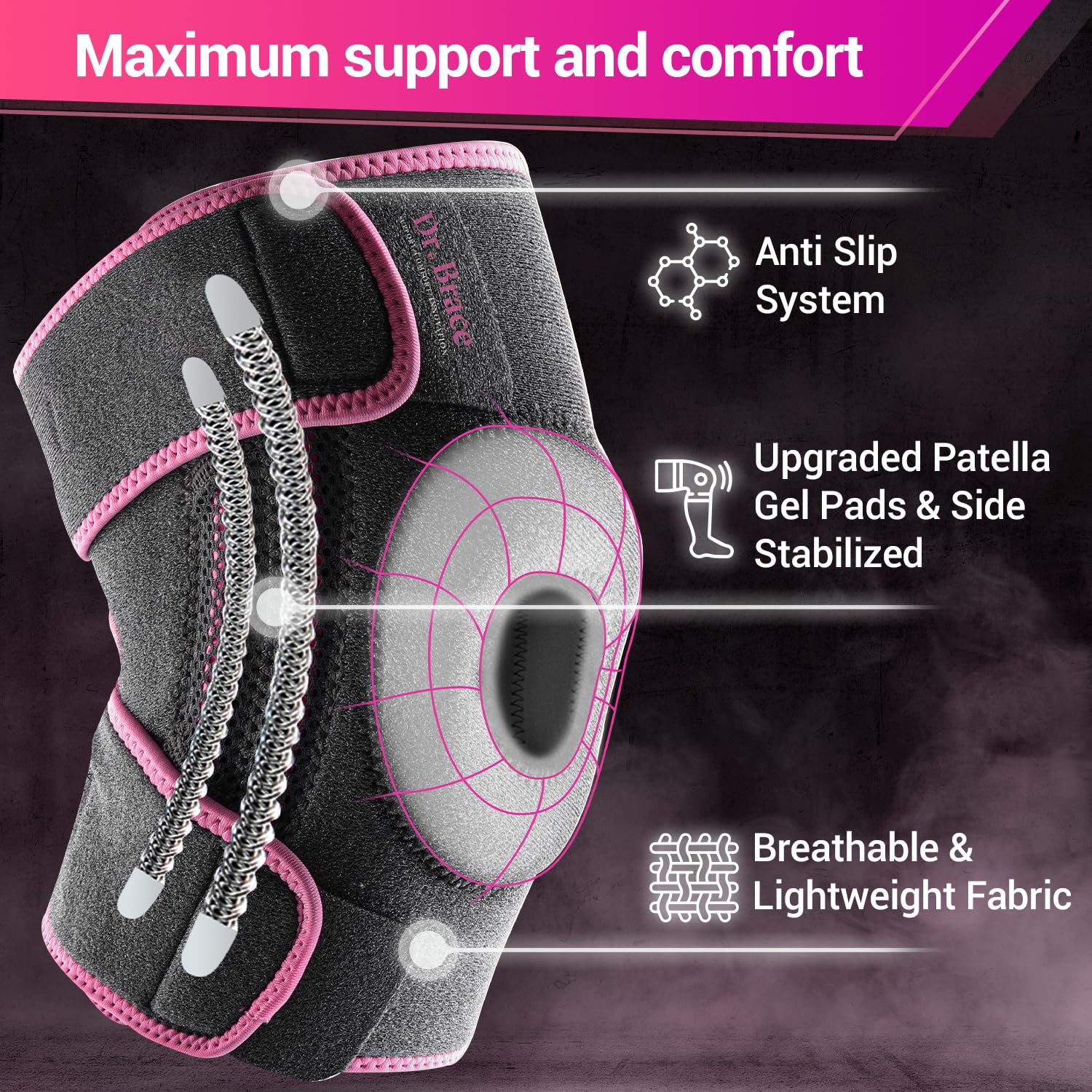 DR. BRACE side stabilizer detail improving lateral knee support