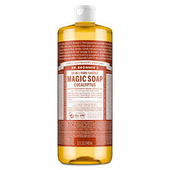 Dr. Bronner's eucalyptus front bottle showing label and size for clear identification and value