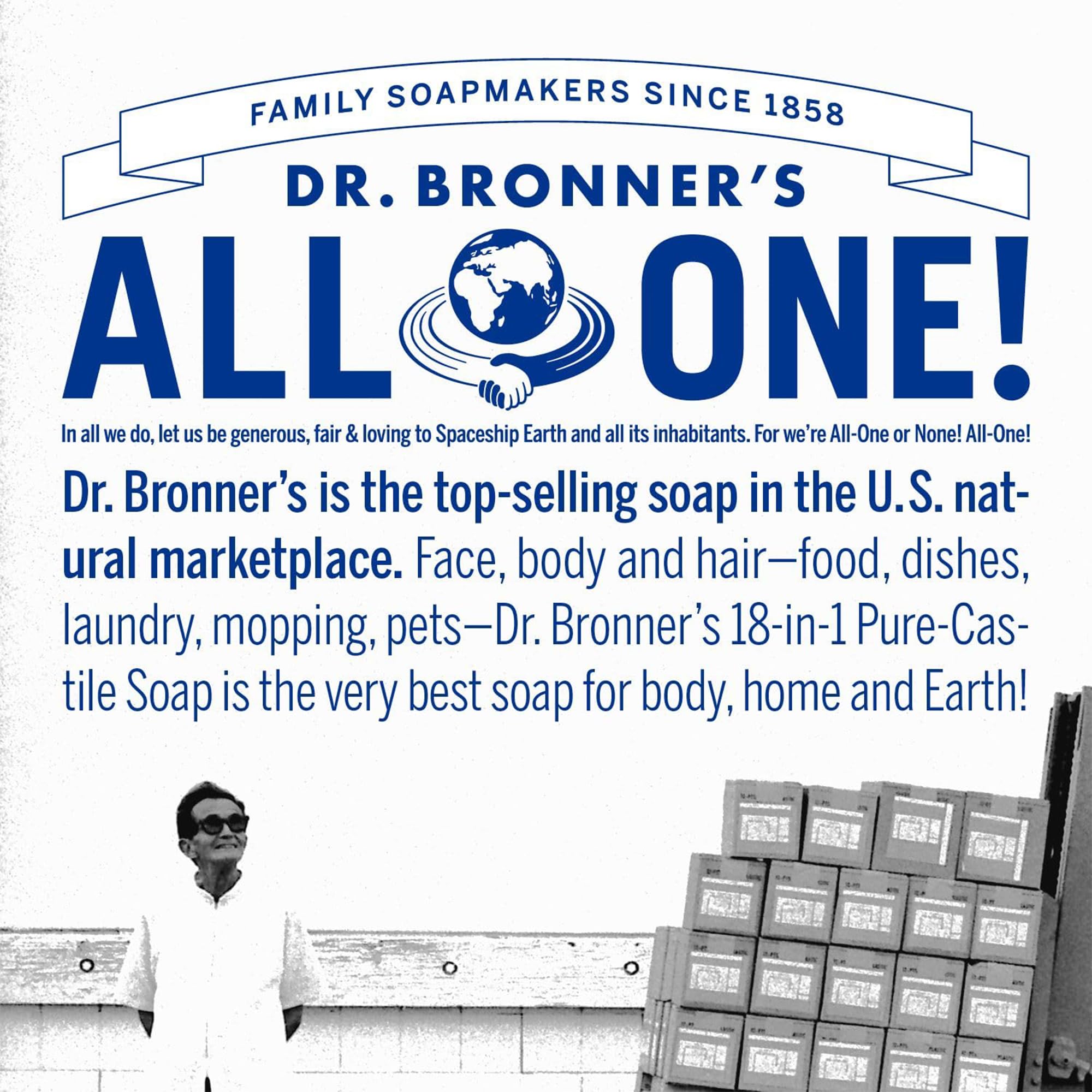 Dr. Bronner's used on counter cleaning showing multiuse household cleaning benefit