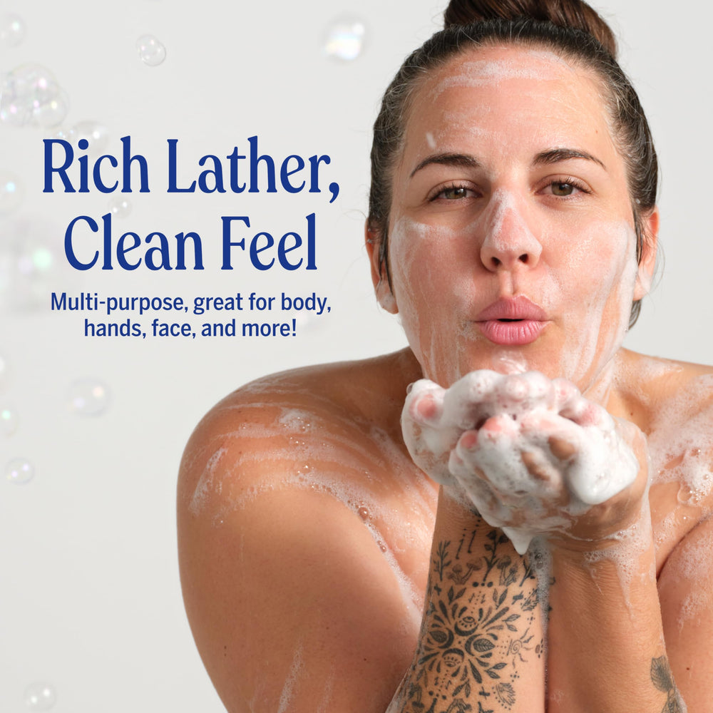 Label detail on Dr. Bronner's peppermint bottle highlighting organic and fair trade benefits