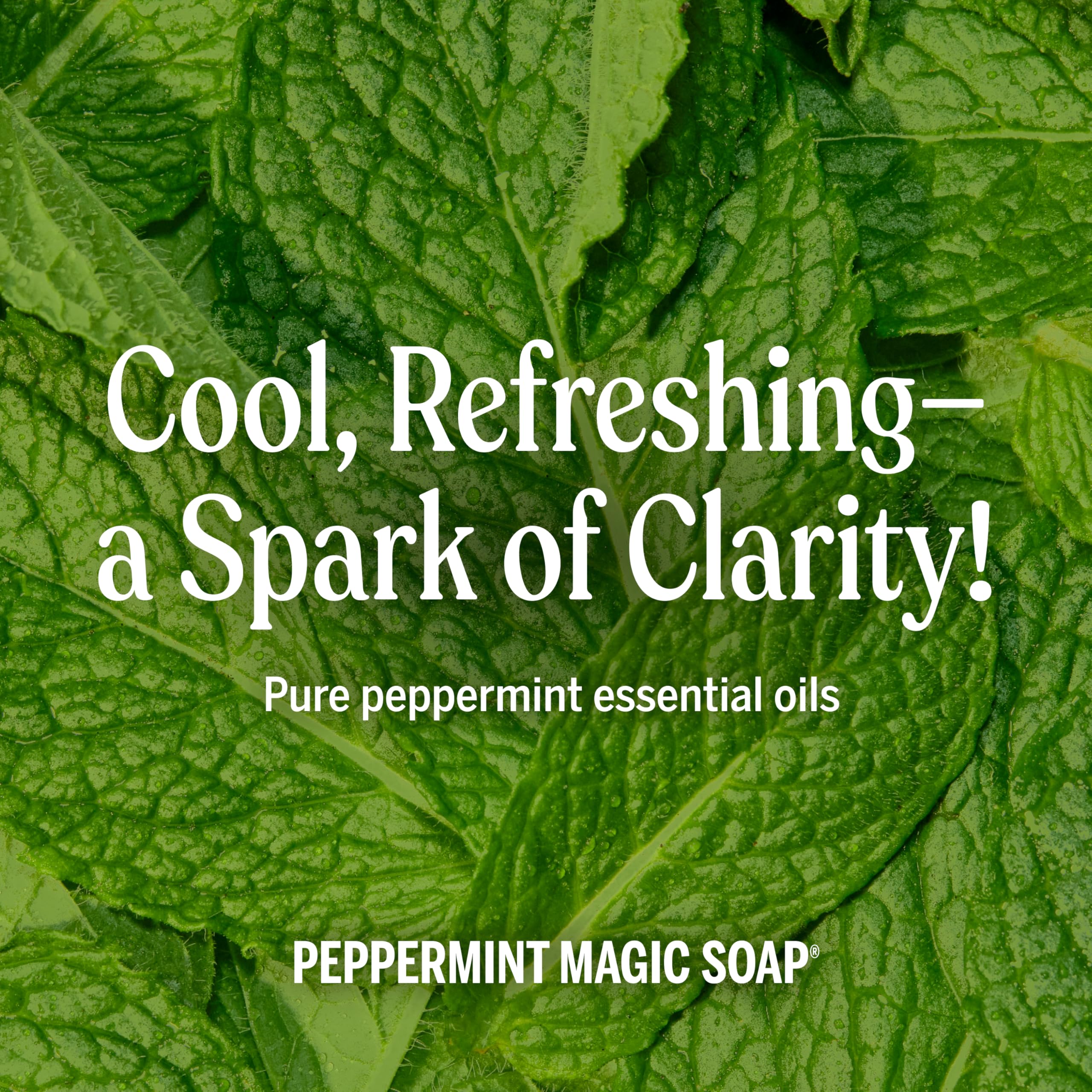 Person using Dr. Bronner's peppermint soap in shower providing an invigorating cleanse benefit