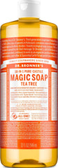 Dr. Bronner's bottle front label showing product identity and organic callouts