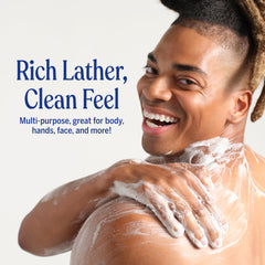 Close-up of soap lather demonstrating Dr. Bronner's foaming and cleansing action
