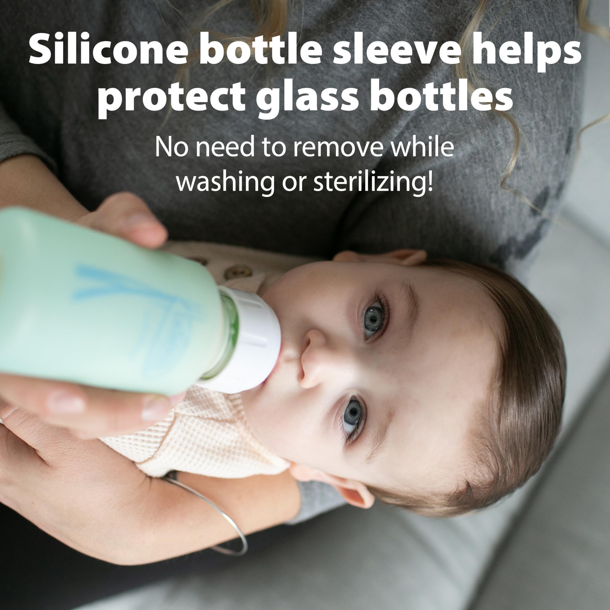 Dr. Brown's bottle in use with caregiver feeding showing steady flow benefit