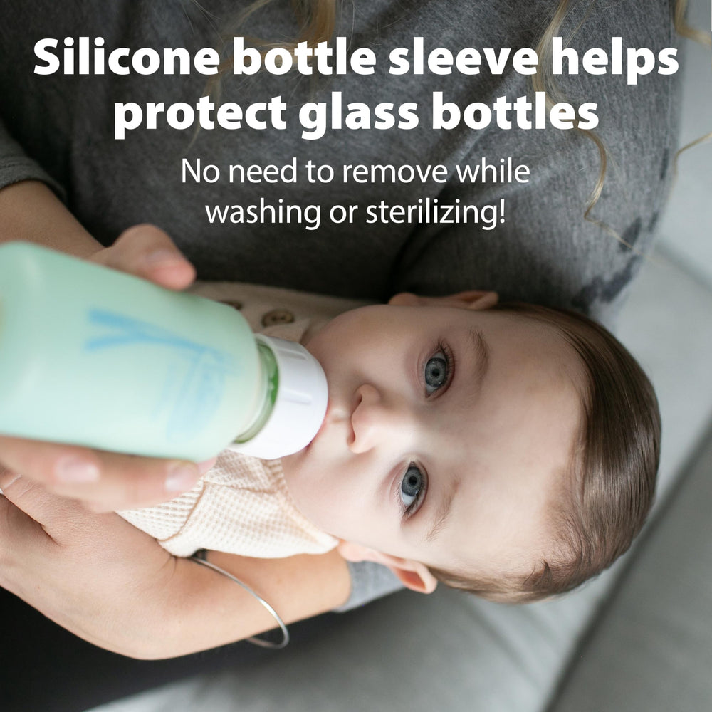Dr. Brown's bottle in use with caregiver feeding showing steady flow benefit
