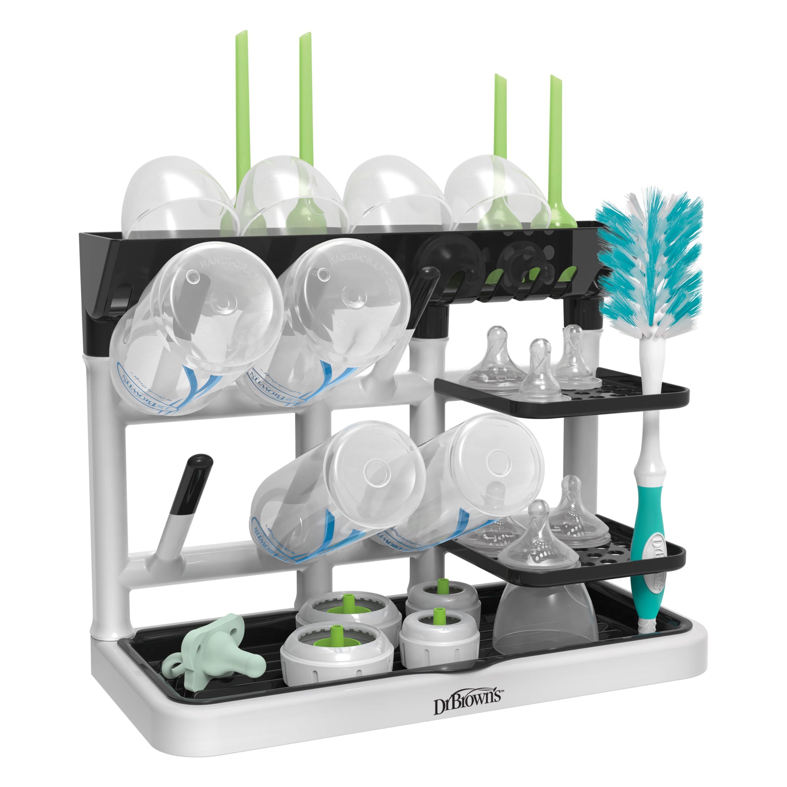 Dr. Brown's drying tower holding sippy cups showing versatile compatibility
