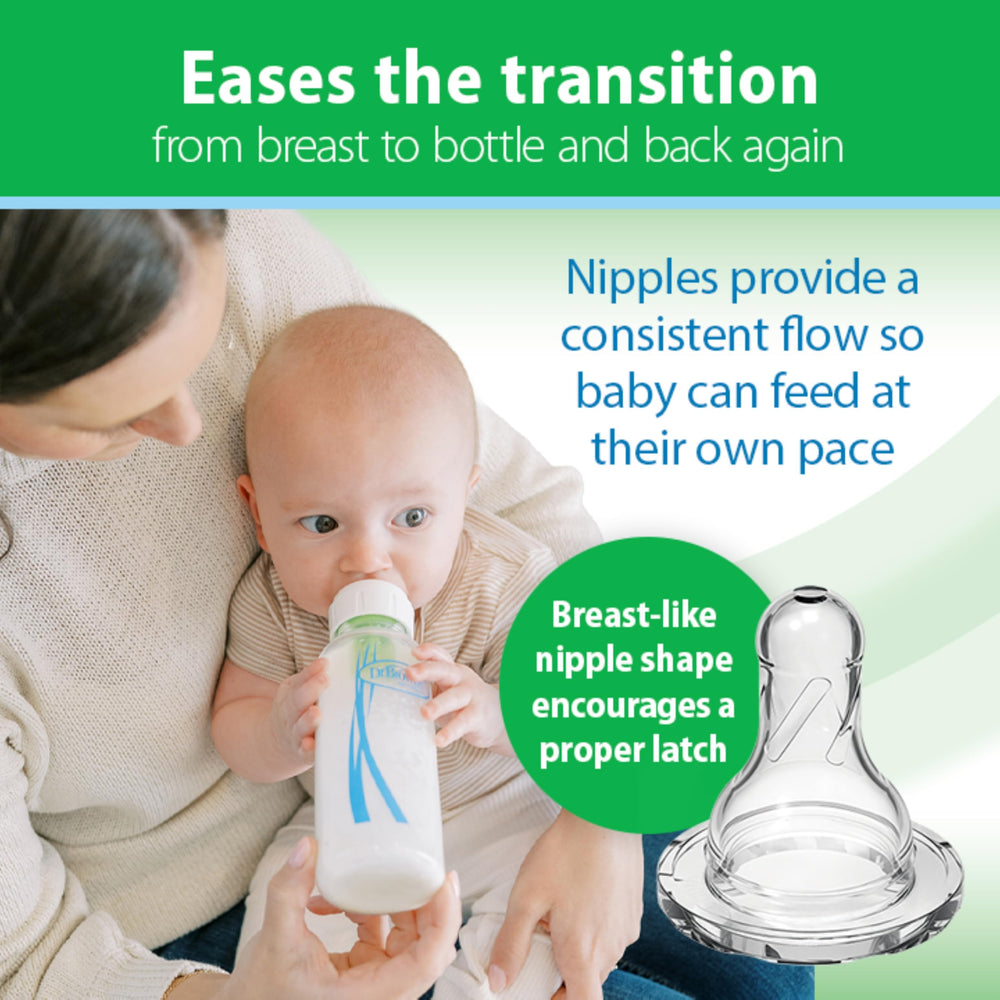 Dr. Brown's silicone nipple detail showing breast-like shape for natural latch