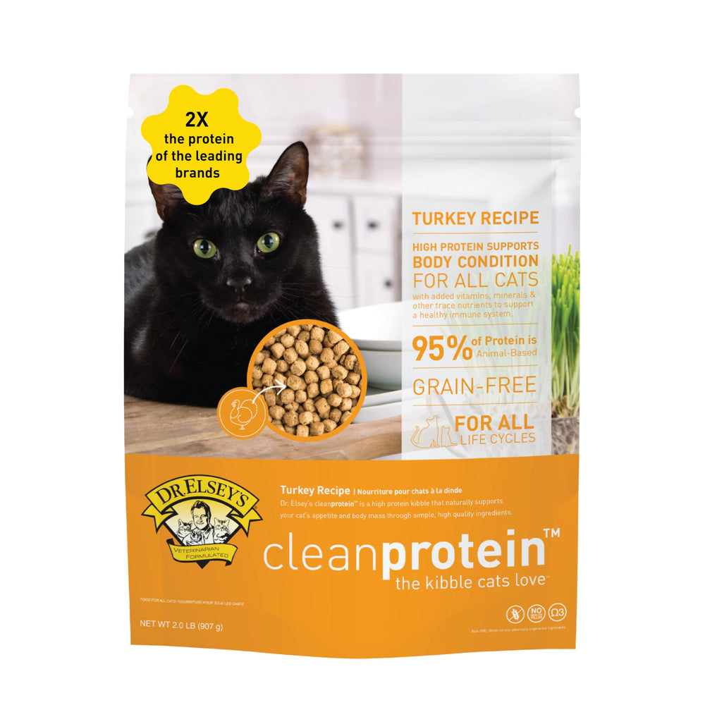 Dr. Elsey's front packaging showing 2 lb. bag and high-protein benefits