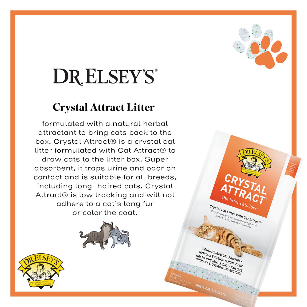 Dr. Elsey's crystals spread in a litter box demonstrating non-cling texture and comfort benefit