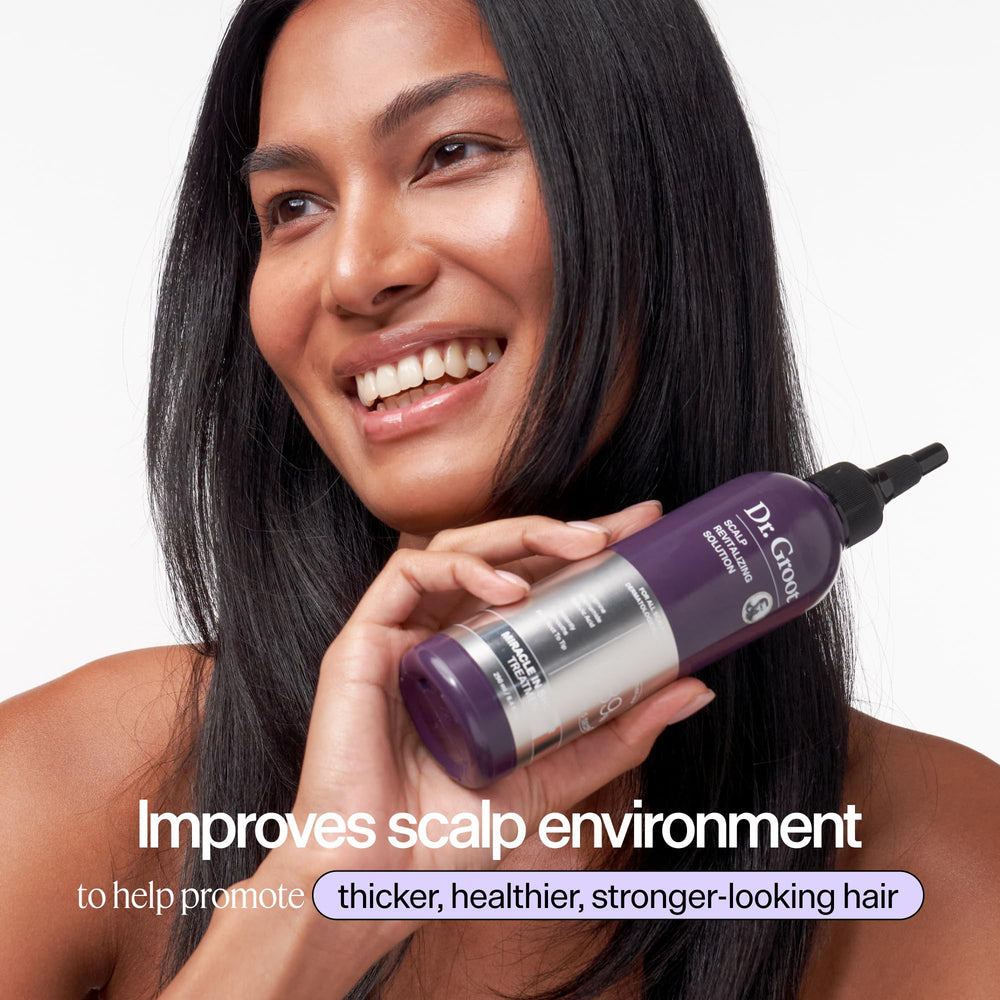 Dr. Groot applied in shower on wet hair demonstrating fast five-second rinse-in use
