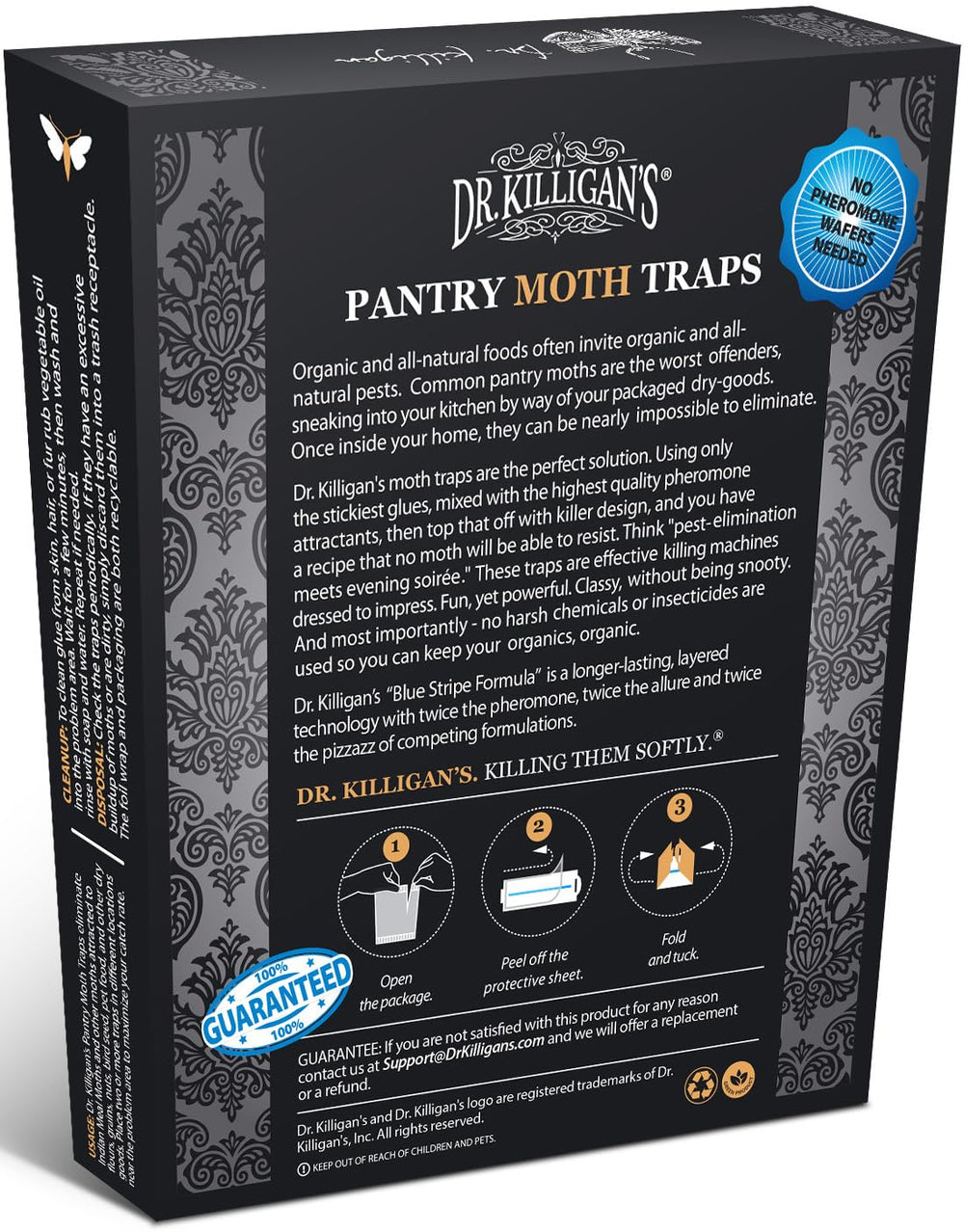 Dr. Killigan's six-pack open display showing quantity for ongoing moth control