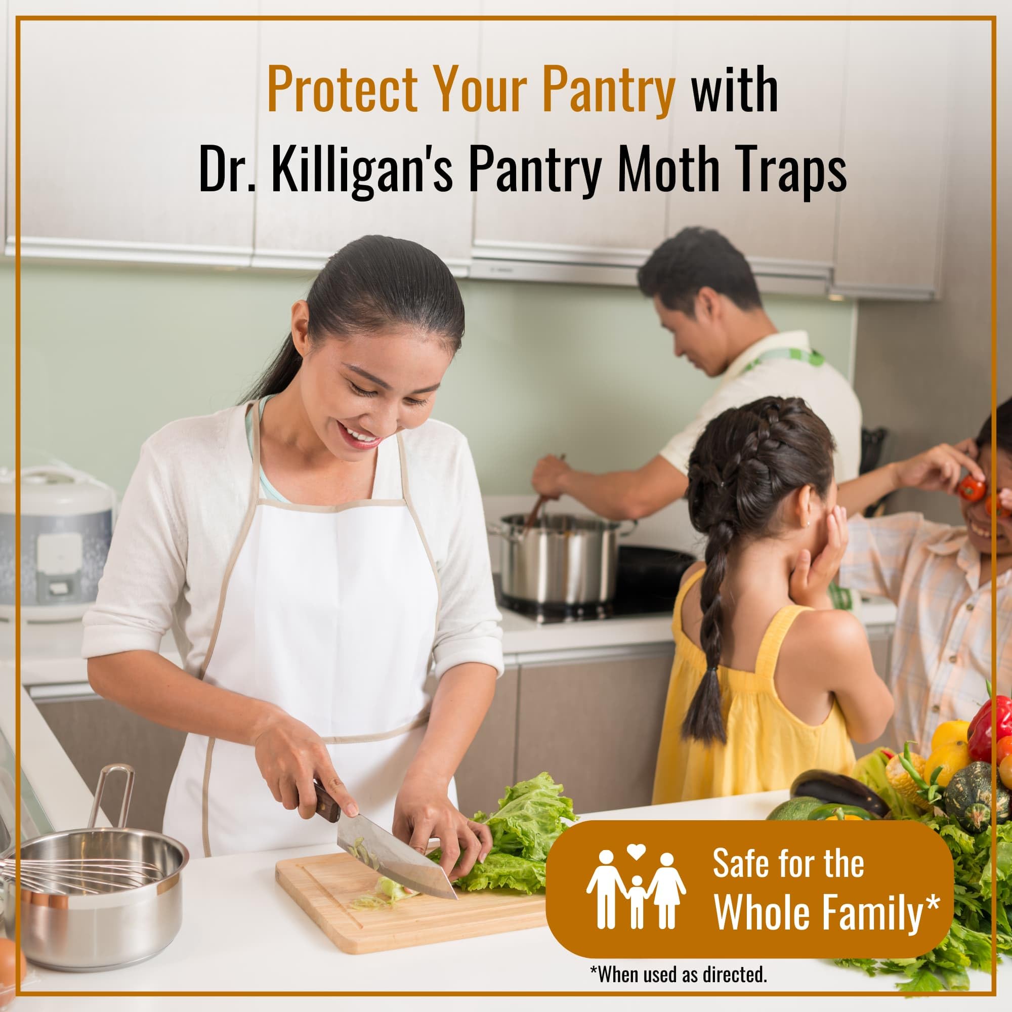 Dr. Killigan's trap positioned beside pet food to protect from moths