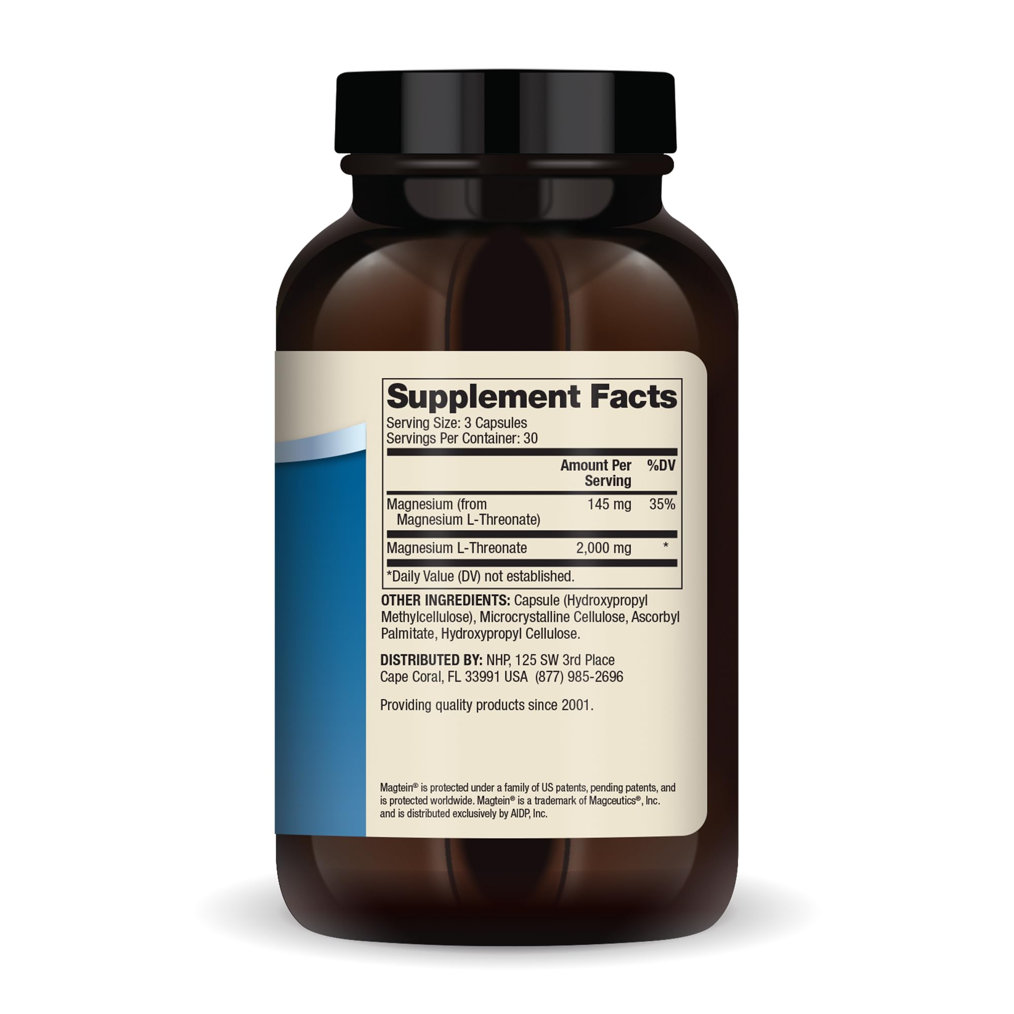 Dr. Mercola label detail highlighting Magtein ingredient and clarity benefit