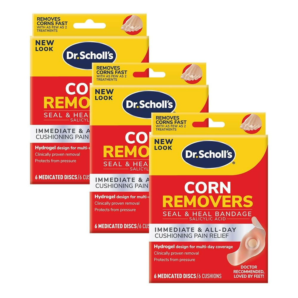 Dr. Scholl's front packaging showing 18-count seal and heal benefits