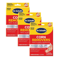 Dr. Scholl's front packaging showing 18-count seal and heal benefits