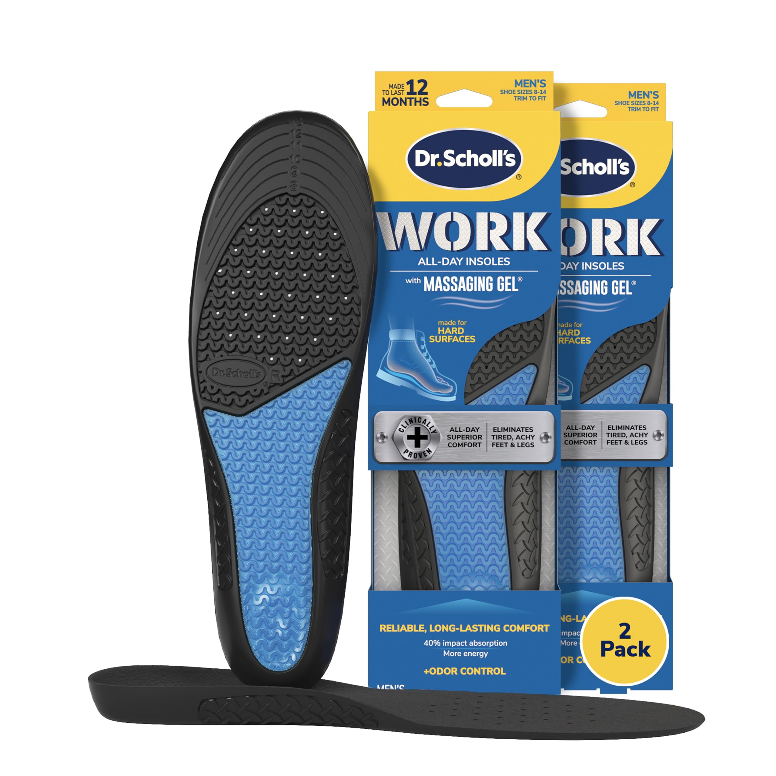 Dr. Scholl's front packaging showing product benefits and pack of two