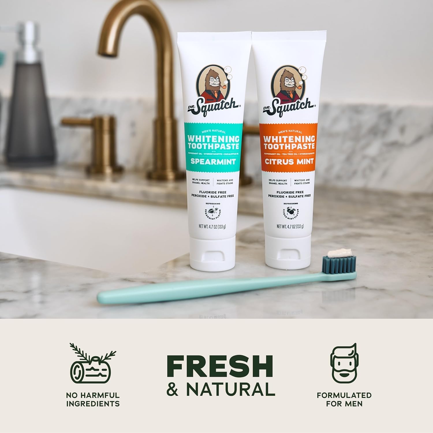 Dr. Squatch Citrus Mint paste texture displayed to show gentle whitening action