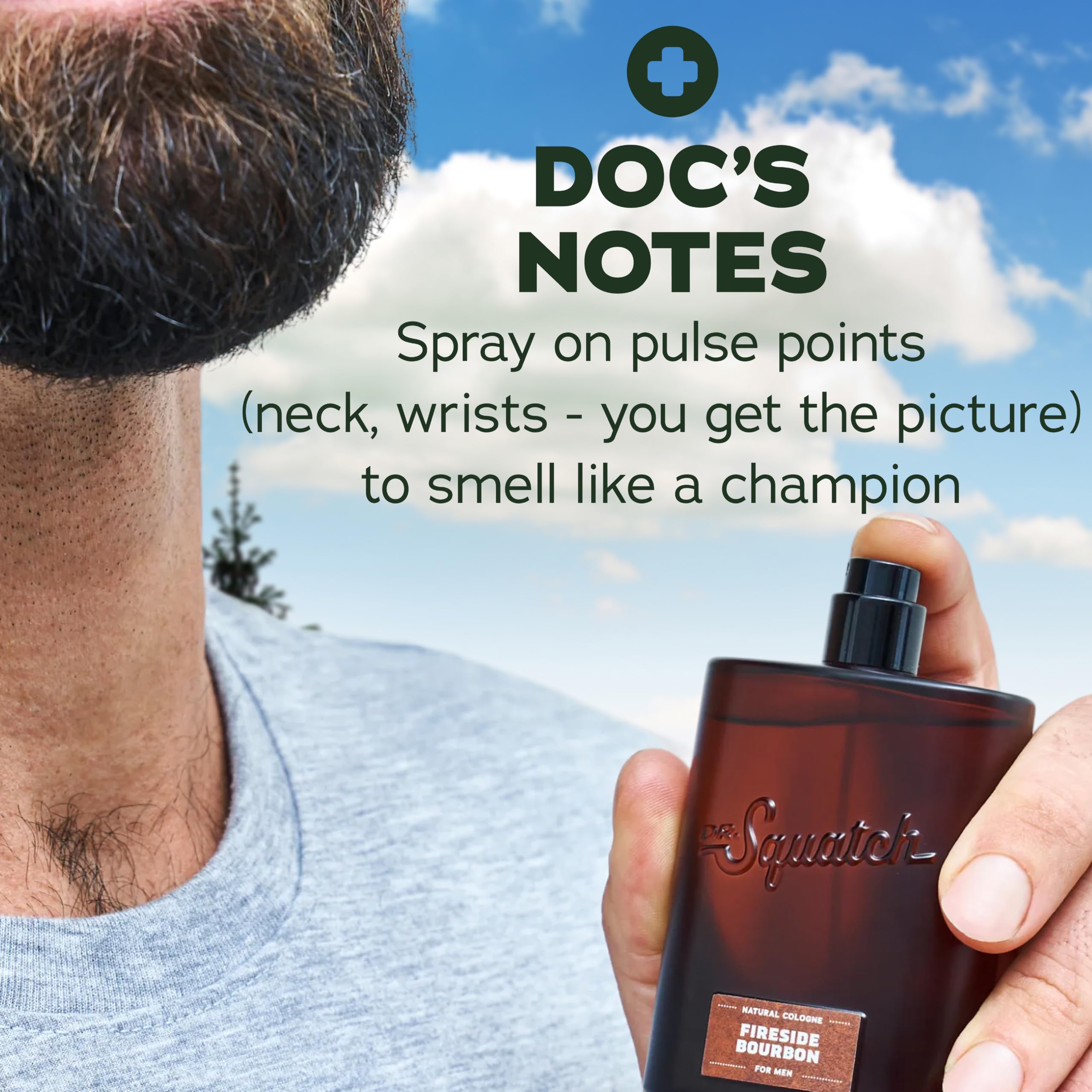 Dr. Squatch Fireside Bourbon on bathroom vanity showing daily routine compatibility benefit