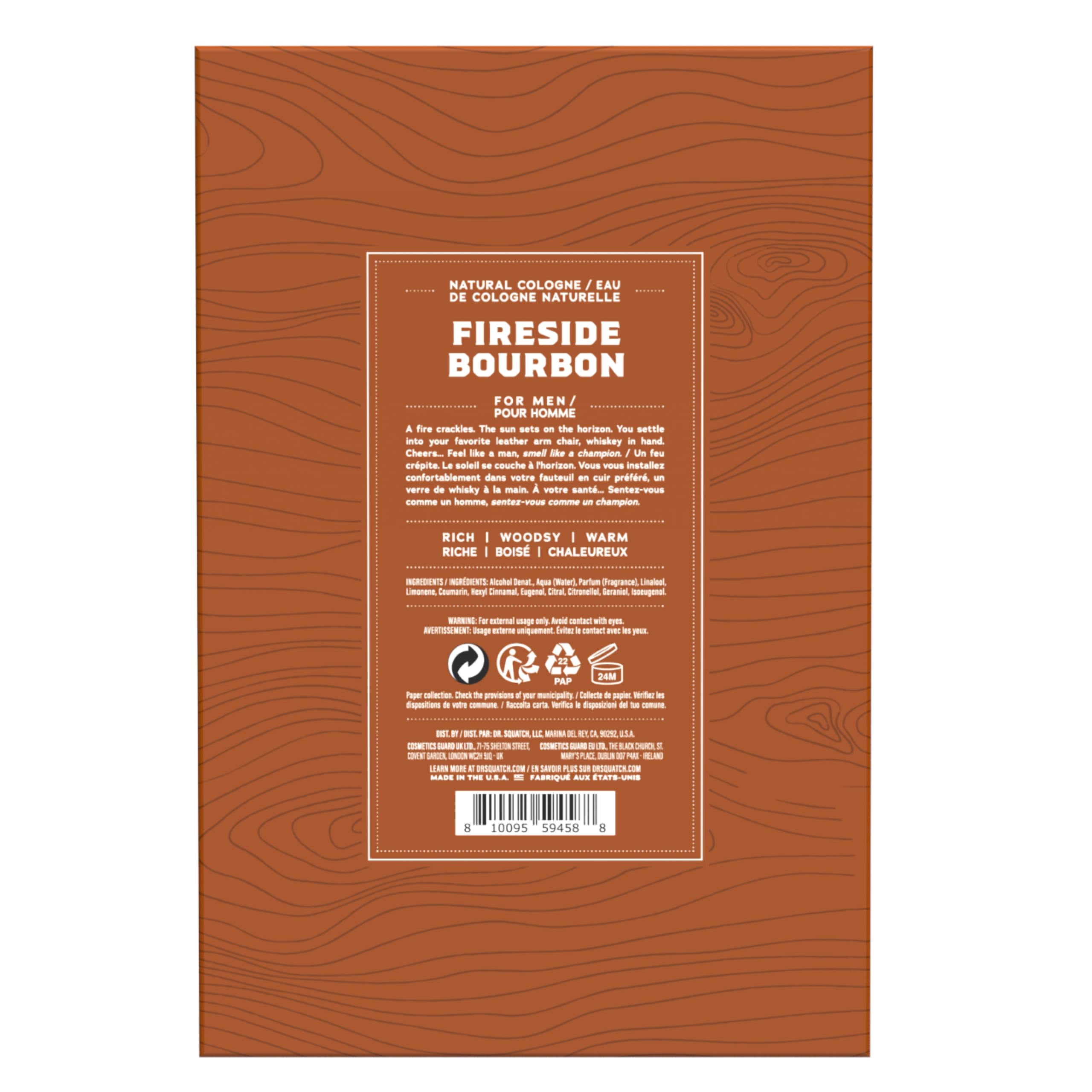 Dr. Squatch Fireside Bourbon in toiletry bag showing travel-friendly convenience benefit