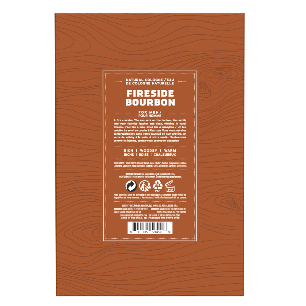Dr. Squatch Fireside Bourbon in toiletry bag showing travel-friendly convenience benefit
