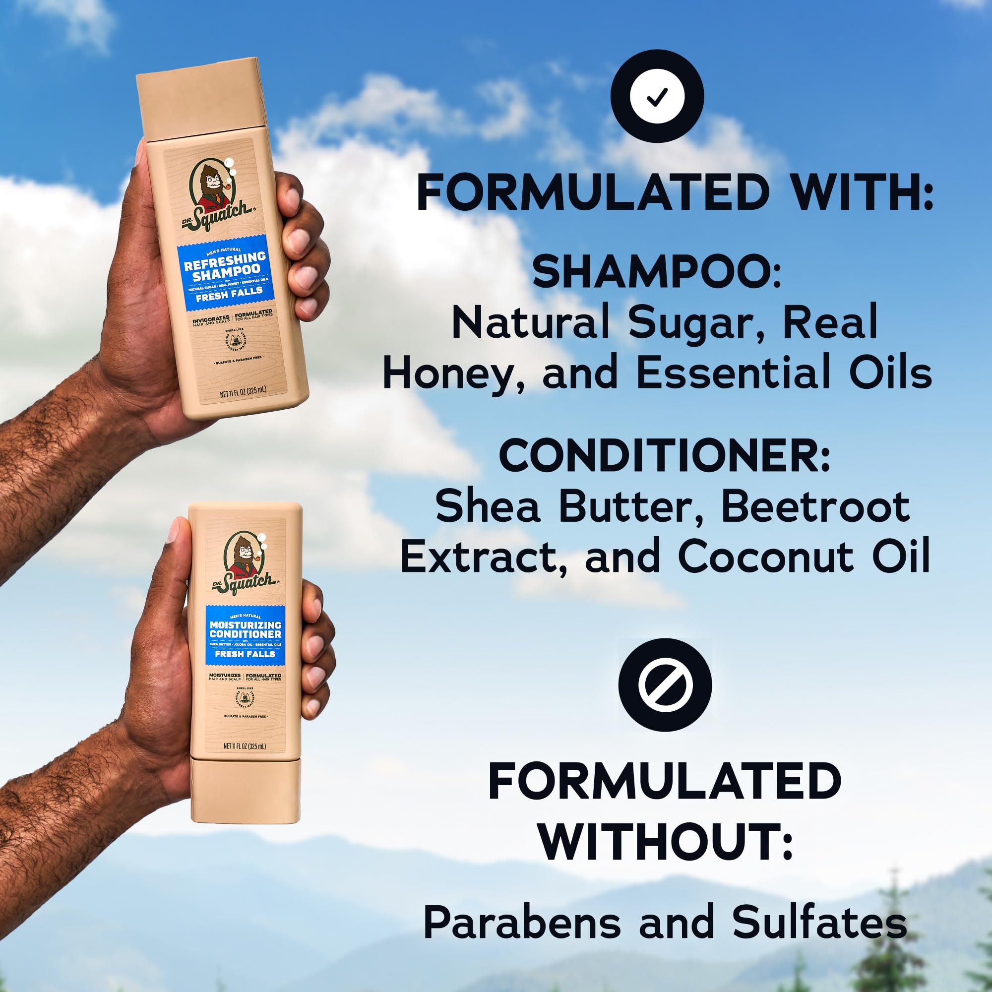 Dr. Squatch Fresh Falls conditioner being applied to hair for detangling benefit
