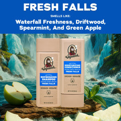 Dr. Squatch Fresh Falls shampoo pouring texture highlighting gentle formula