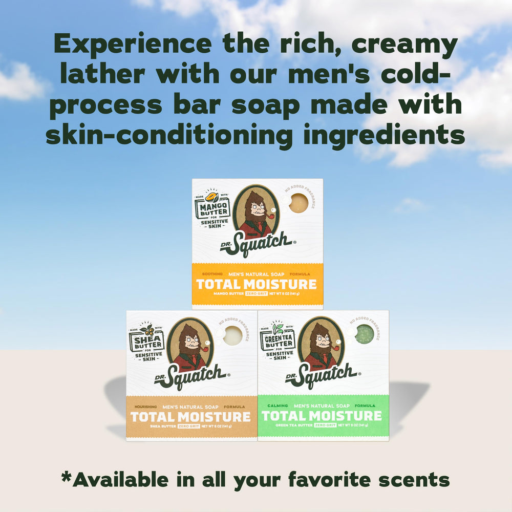 Dr. Squatch green tea leaves highlighting antioxidant soothing benefit