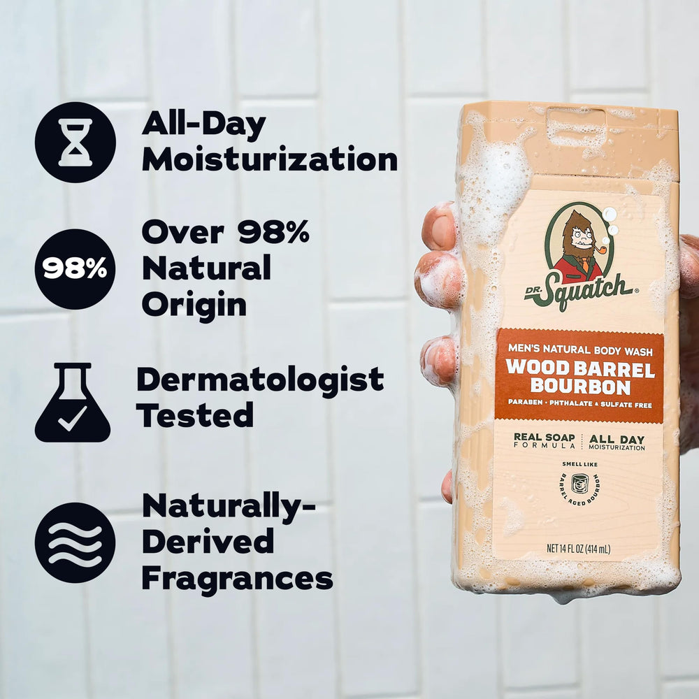 Dr. Squatch label close-up showing natural ingredients and transparency benefit