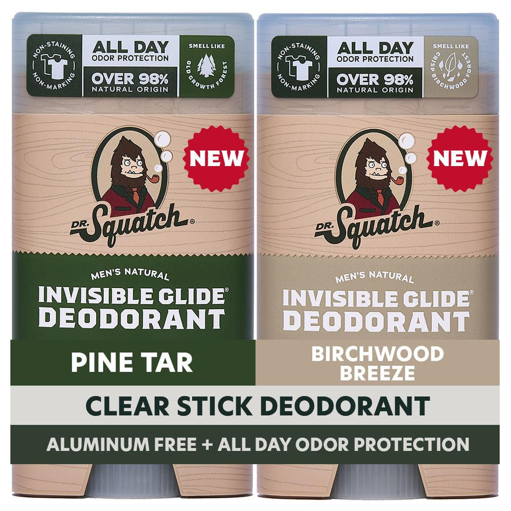Dr. Squatch two-pack front view showing clean labels and portability for everyday convenience