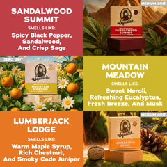 Dr. Squatch Mountain Meadow bar close-up showing fresh herbal scent and clean feel